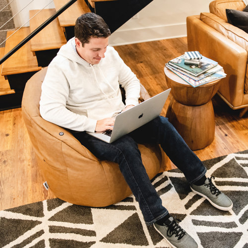 Comfort Research Big Joe Milano Vegan Leather Bean Bag Chair with